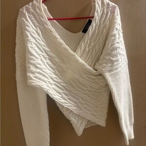 AKIRA Off-Shoulder White Sweater
